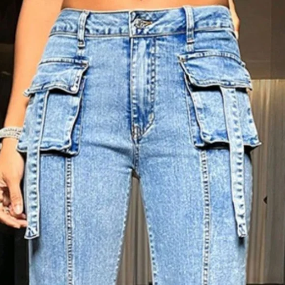 Baby Blue Mid Rise Straight Leg Jeans - Picture 2 of 7